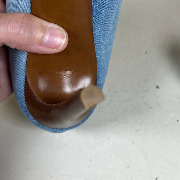 Ralph Lauren Purple Label Cecilia Bleached Denim Pump 4” Heel - size 41B - Picture 9 of 12